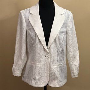 Cato Women's White Lace 3/4" sleeves Suit Jacket Size M